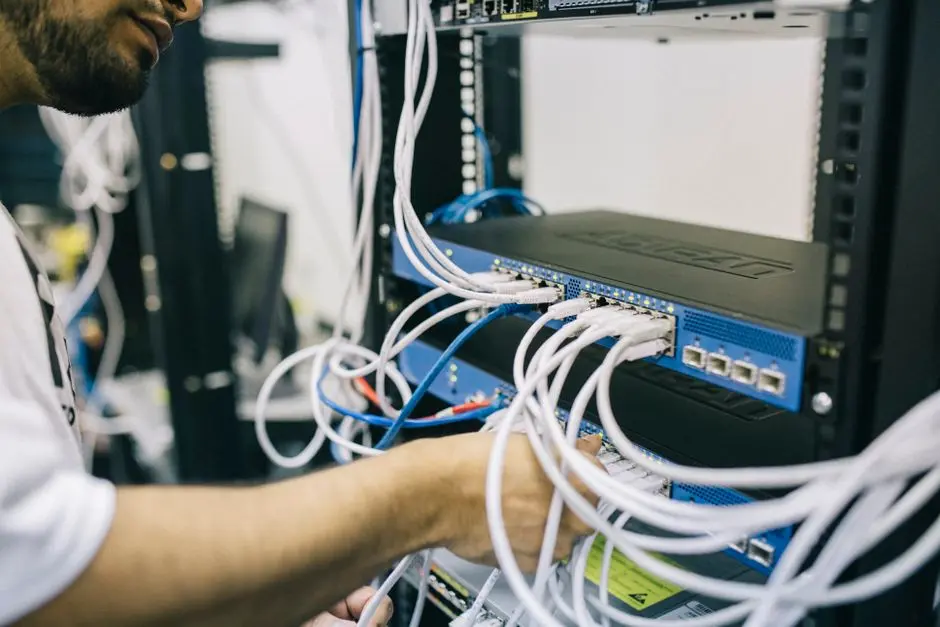Router WiFi dan perangkat rumah pintar di ruang keluarga